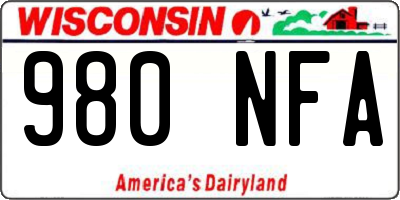 WI license plate 980NFA