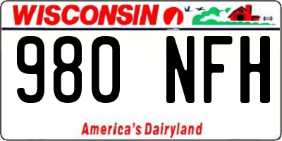 WI license plate 980NFH