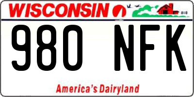 WI license plate 980NFK