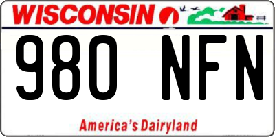 WI license plate 980NFN