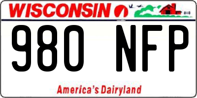 WI license plate 980NFP
