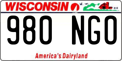 WI license plate 980NGO
