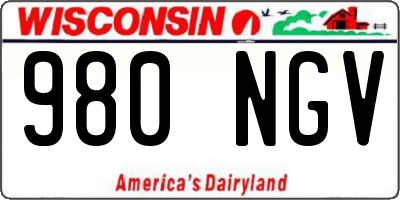 WI license plate 980NGV