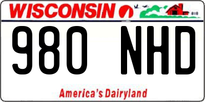 WI license plate 980NHD