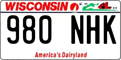 WI license plate 980NHK