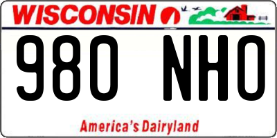 WI license plate 980NHO