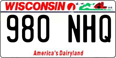 WI license plate 980NHQ