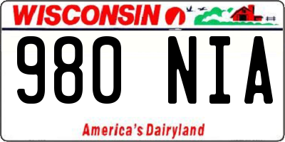WI license plate 980NIA