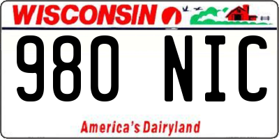 WI license plate 980NIC
