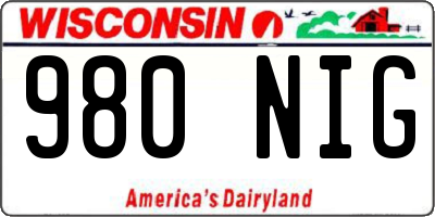 WI license plate 980NIG