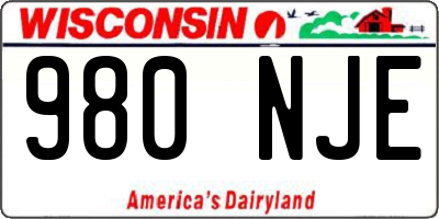 WI license plate 980NJE