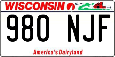 WI license plate 980NJF