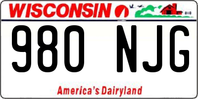 WI license plate 980NJG