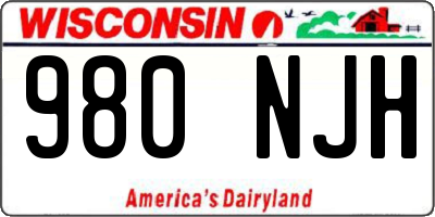 WI license plate 980NJH