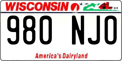 WI license plate 980NJO