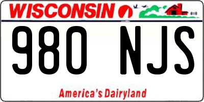 WI license plate 980NJS