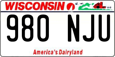 WI license plate 980NJU