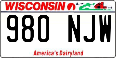 WI license plate 980NJW