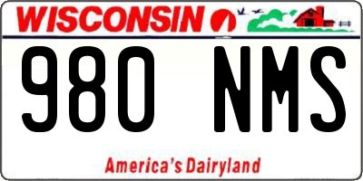 WI license plate 980NMS