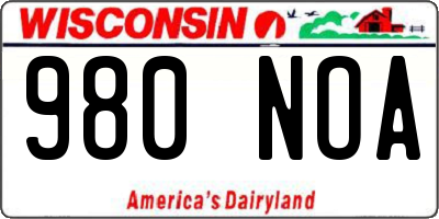 WI license plate 980NOA