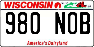 WI license plate 980NOB
