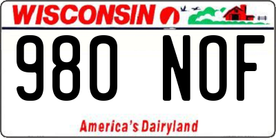 WI license plate 980NOF