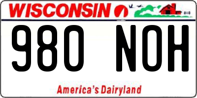 WI license plate 980NOH