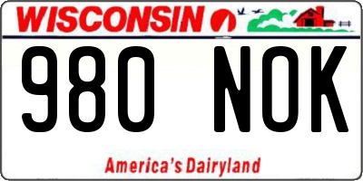WI license plate 980NOK