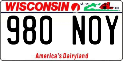 WI license plate 980NOY