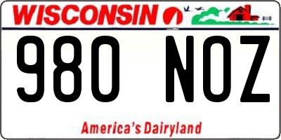 WI license plate 980NOZ