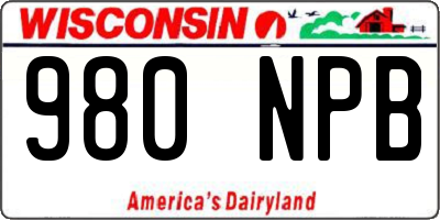 WI license plate 980NPB