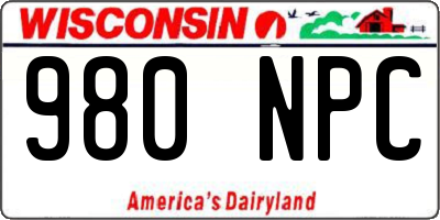 WI license plate 980NPC
