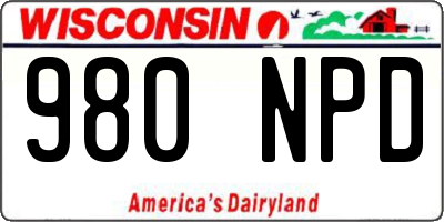 WI license plate 980NPD