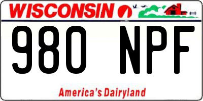 WI license plate 980NPF