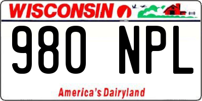 WI license plate 980NPL