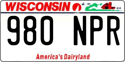 WI license plate 980NPR