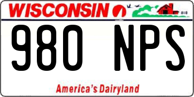WI license plate 980NPS