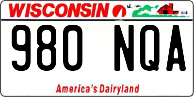 WI license plate 980NQA