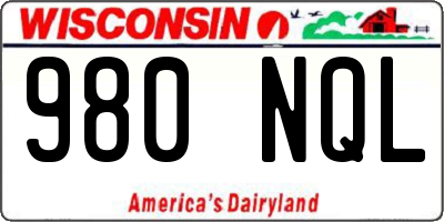 WI license plate 980NQL