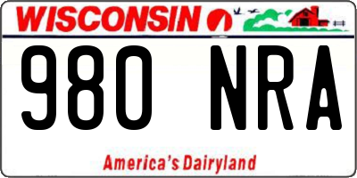 WI license plate 980NRA