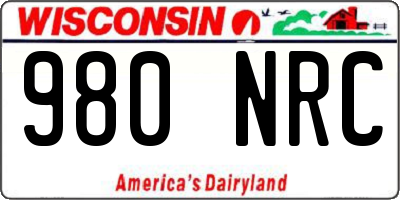 WI license plate 980NRC