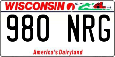 WI license plate 980NRG