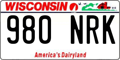 WI license plate 980NRK
