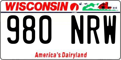 WI license plate 980NRW