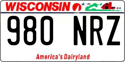 WI license plate 980NRZ
