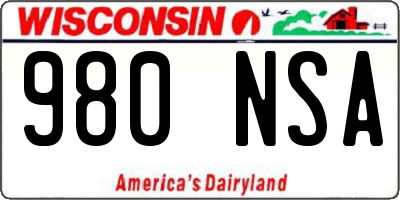 WI license plate 980NSA