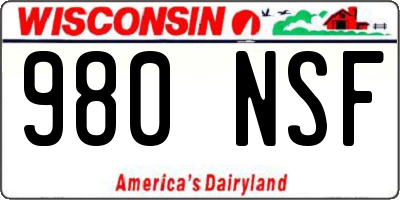 WI license plate 980NSF