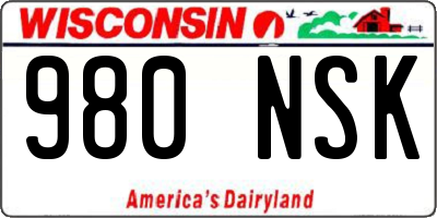 WI license plate 980NSK