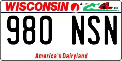 WI license plate 980NSN