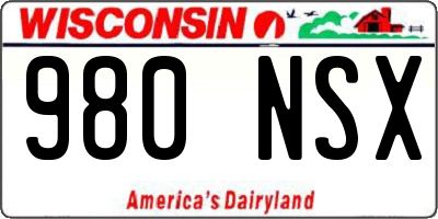 WI license plate 980NSX